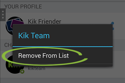 Remove Kik friend from list